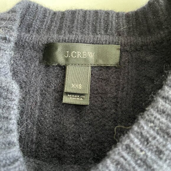 J. Crew Girl's 100% Wool Cable Knit Crew Neck Sweater, Navy Blue - Picture 6 of 10